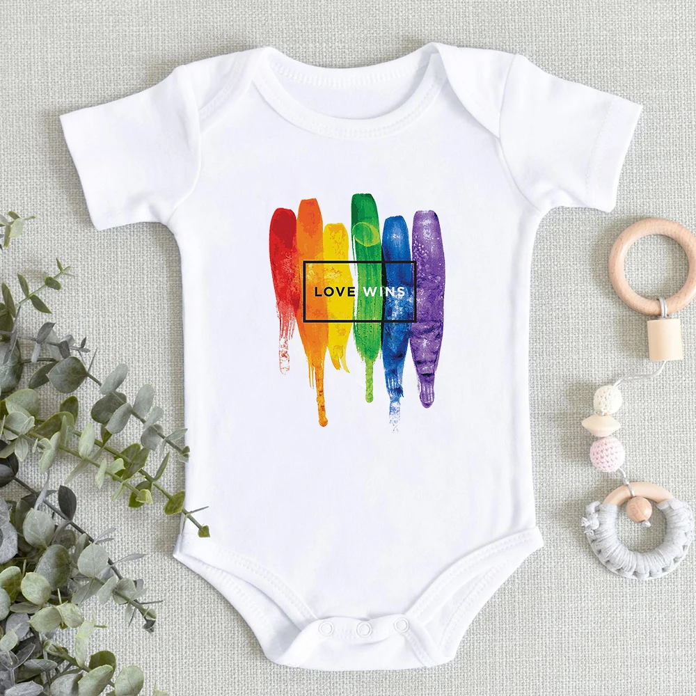 

Love Wins Baby Bodysuit Short Sleeve Baby Girl Summer White Newborn Clothes Cozy Fine Romper Cheap Fashion One-Pieces Onesie