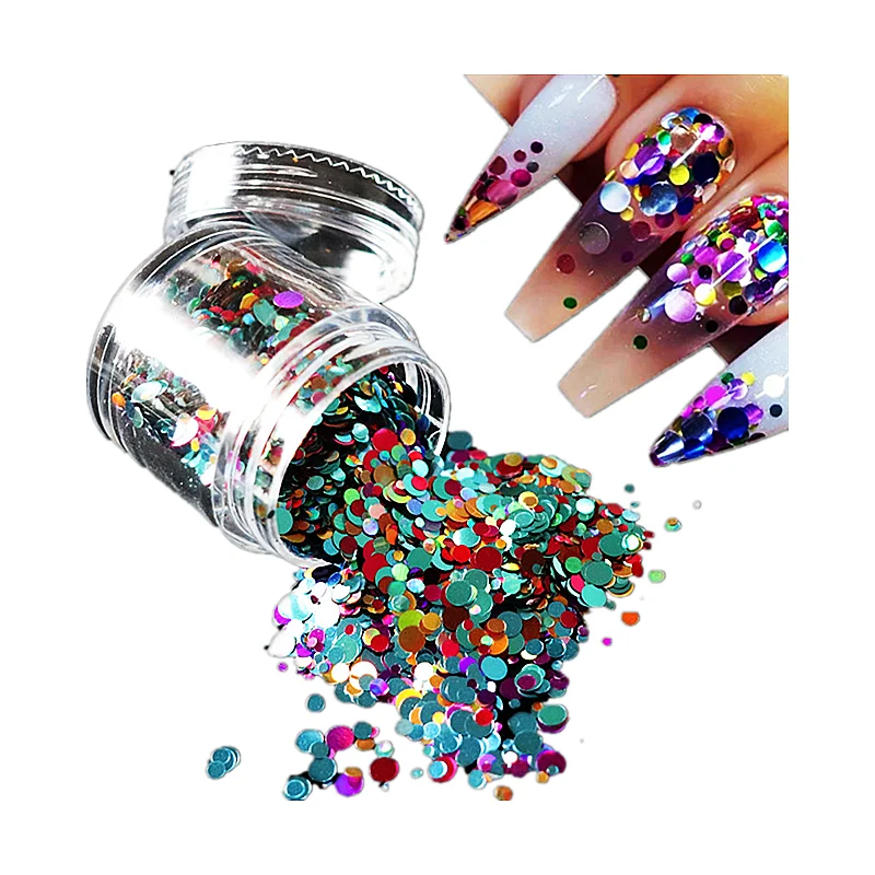 

6g/bucket Size Round 3D Nail Sequins 10 Types of Dot Holographic Laser Nail Decoration Nails Accessories Nail Art Nails