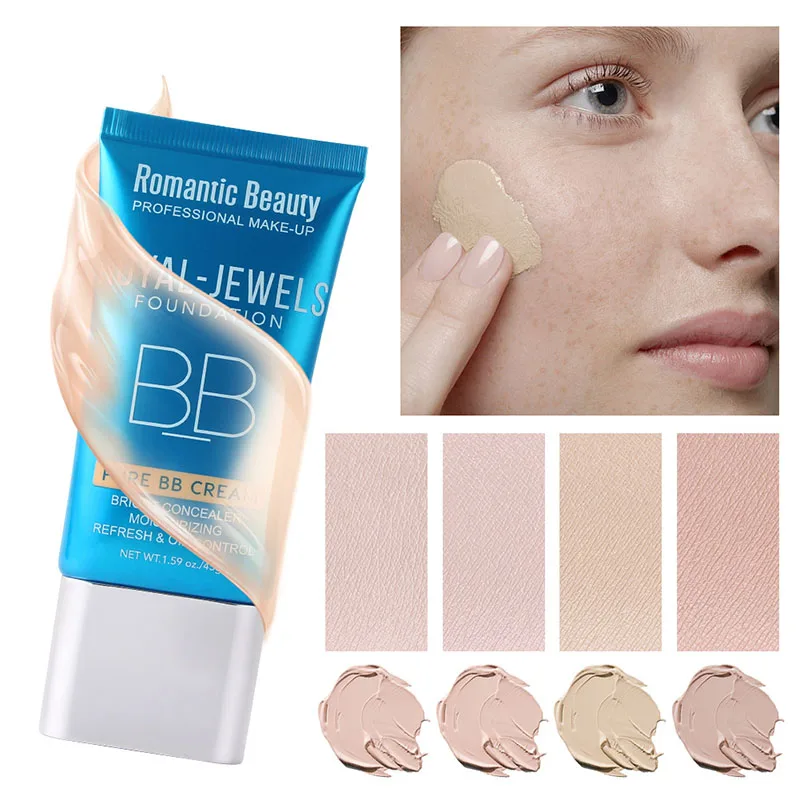 

4 Colors Natural Bb Cream Brighten Liquid Face Foundation Base Makeup Concealer Long Lasting Face Whitening Facial Cosmetics