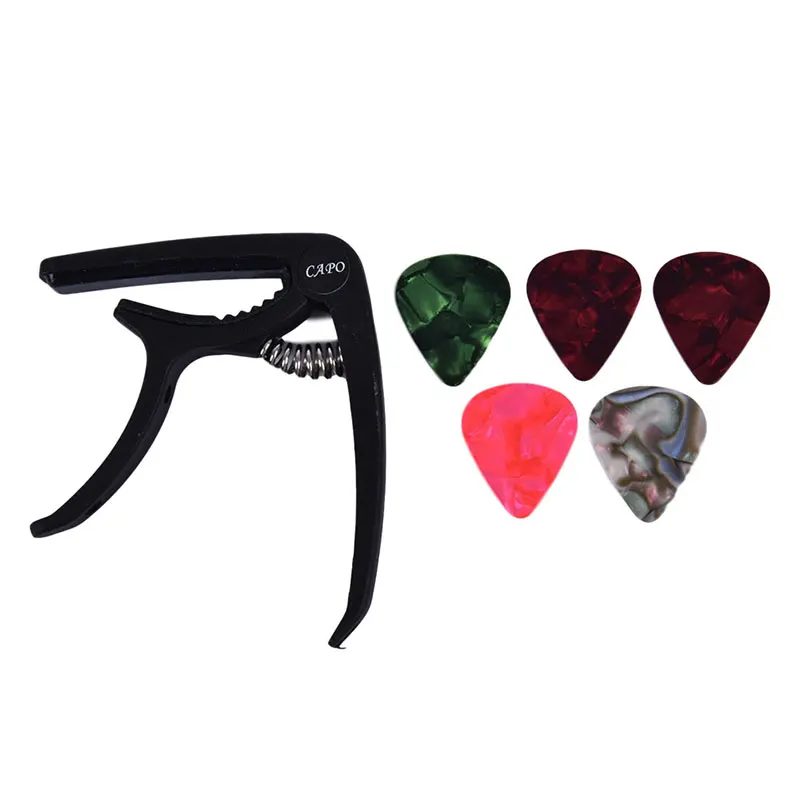 

1pcs Guitar Capo And 5 Pcs Guitar Picks For Acoustic Electric Guitarra Mediator Accessories Musical Instrument Accessories