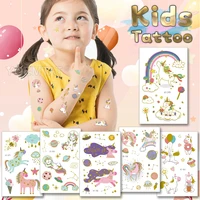 fashion gold kids rainbow unicorn candy cloud cute arm wrist waterproof temporary tattoo stickers flash health fake tatoo woman
