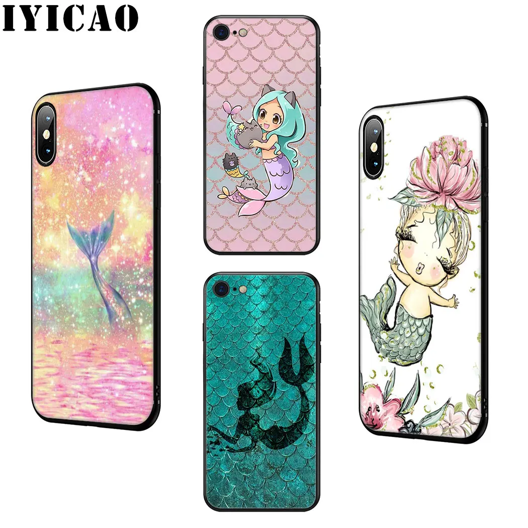 IYICAO Mermaid Tail Scale Soft Silicone Case for iPhone 11 Pro Max XR X XS 6 6S 7 8 Plus 5 5S SE Phone |