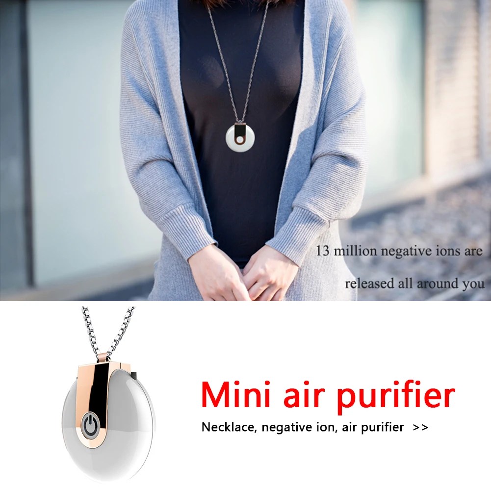 

USB Portable Air Purifier Wearable Necklace Negative Ion Air Freshener Cleaner No Radiation Low Noise for Adult Kid