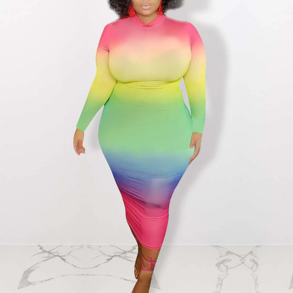 Осеннее платье размера плюс 4XL с длинным рукавом и принтом Tie Dye, женское облегающее платье с открытыми плечами, винтажные Ретро платья, Robe Femme Vestidos