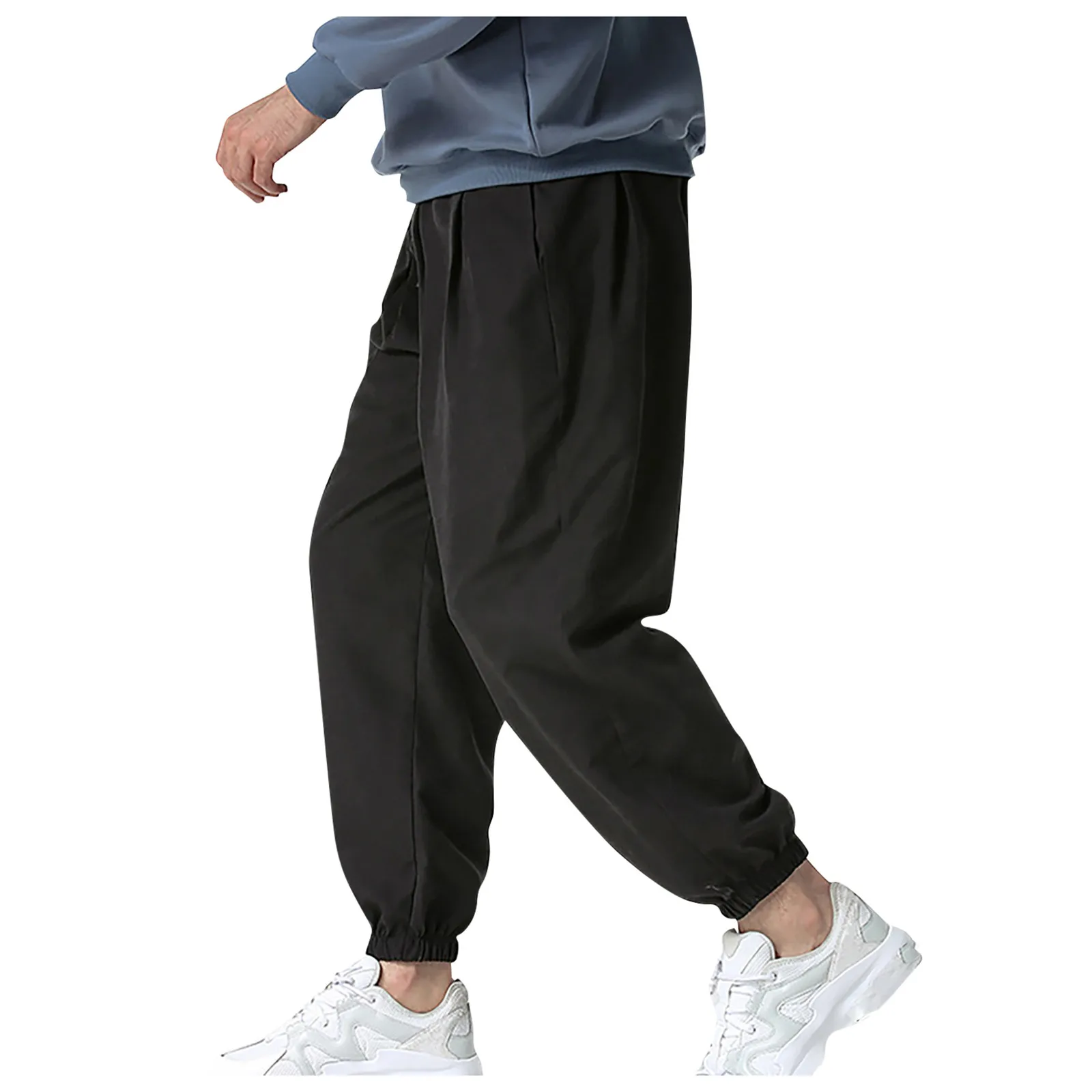 

New Men's Fashion Solid Colors Drawstring Loose Trousers Casual Hip hop Elastic High Waist Pants Sweatpants Pantalones Hombre#g3