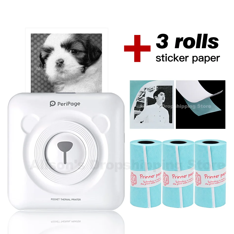 WH Add 3StickerPaper GZM5804 A6 PeriPage Мини Портативный Bluetooth беспроводной бумажный фотопринтер Карманный термопечать USB подключение Impresoras Fotos - Цвет: WH Add 3StickerPaper