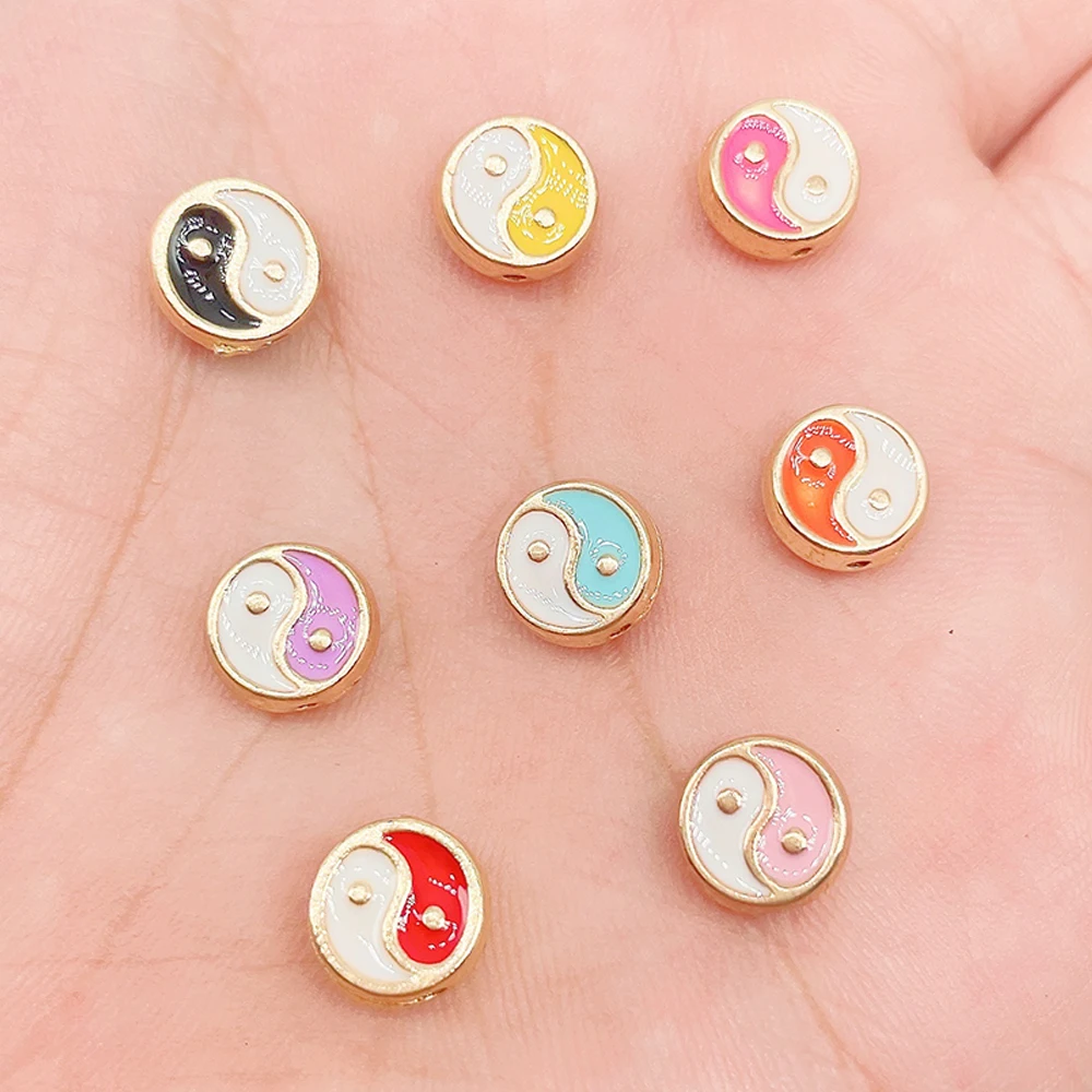 

JQ 8MM 10MM 20Pcs Mixed Multicolor Taiji Yinyang Bagua Spacer Beads For Bracelet Jewelry Making Supplies DIY handmade Finding