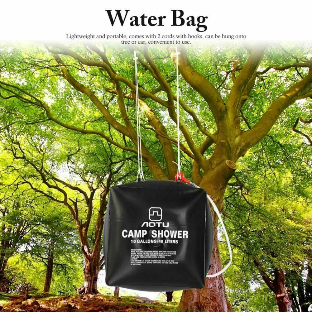 

black Portable Outdoor Solar Shower Bag 10Gallons/40L with Hose and Shower Head for Camping Outdoor Traveling