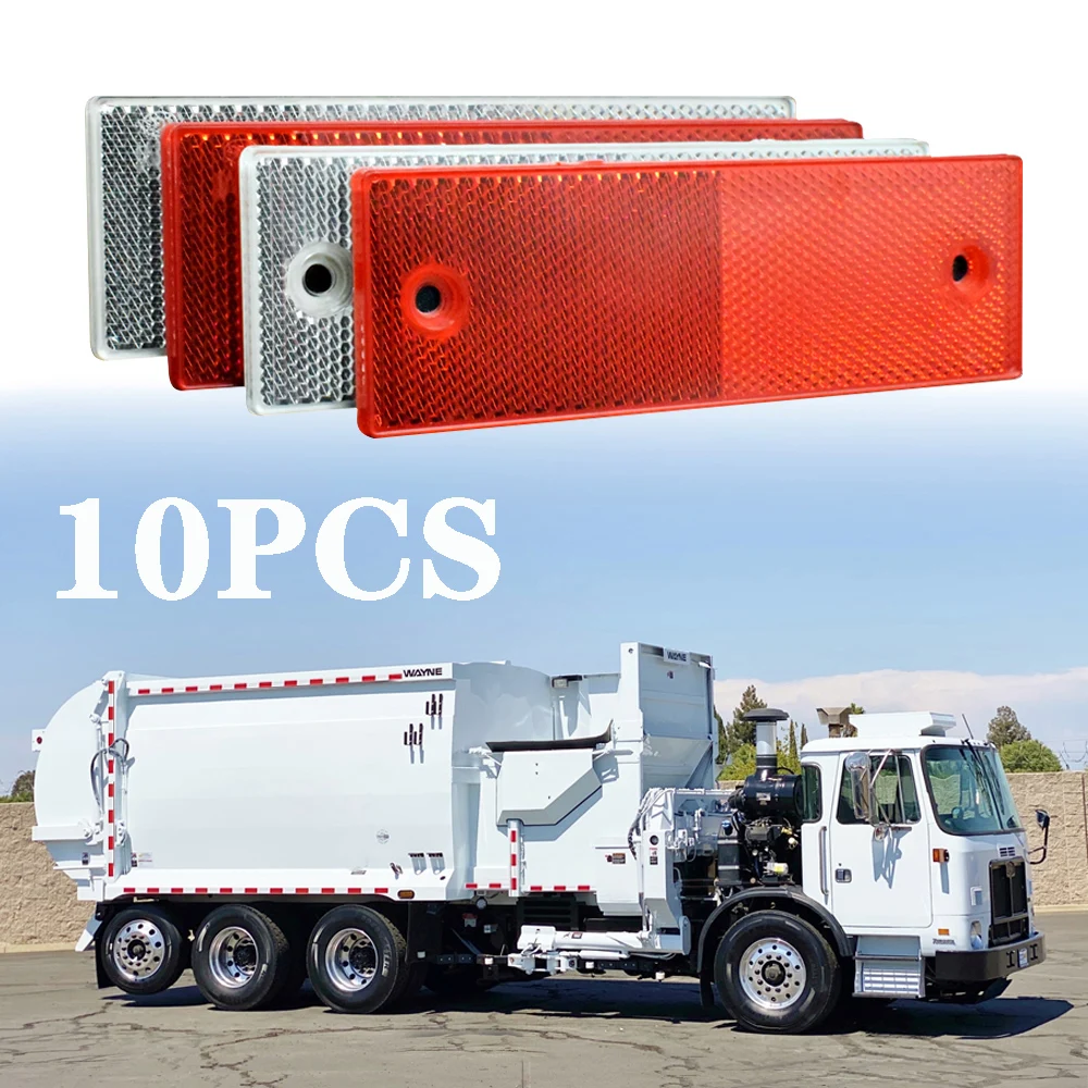 

10 Pcs Truck Trailer Car Rectangle Plastic Reflective Reflector Workplace Safety Night Safety Warning Plate Sticker Safety Sign