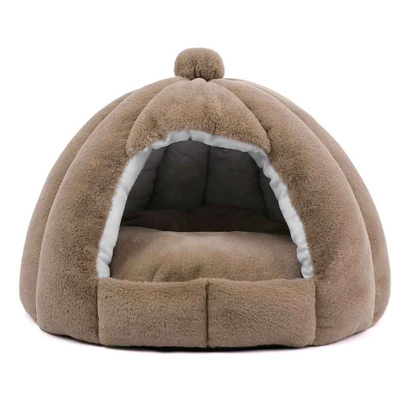 

40x50cm Semi-enclosed Comfortable Cat Houses with Yurt Style Soft Portable Dog Cat Bed Cave House for Kittens Puppies
