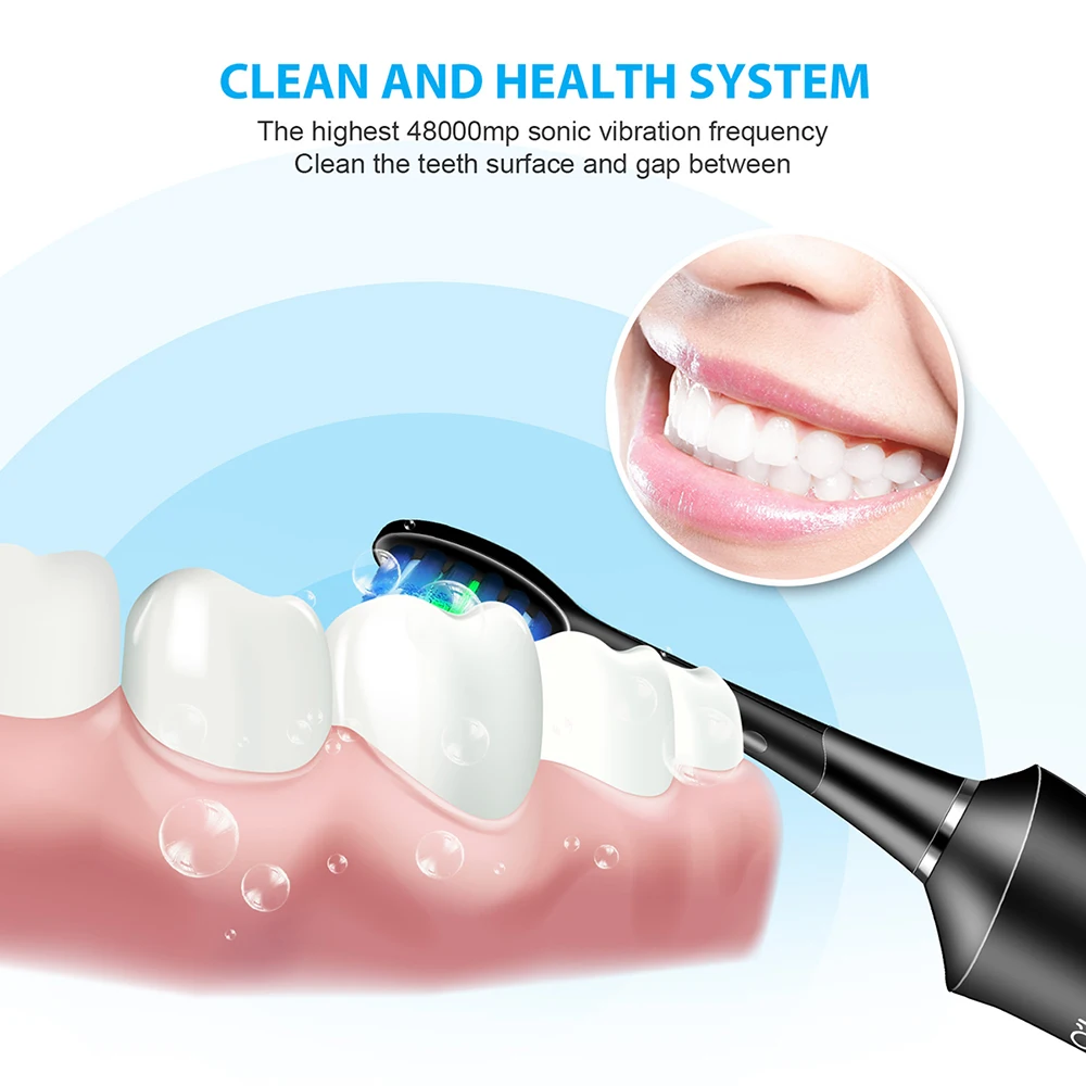 

O'BELLA 071B Sonic Electric Toothbrush Rechargeable 48000RPM Rechargeable Oral Adult Tooth Brushes With 4 Pcs DuPont Replacement