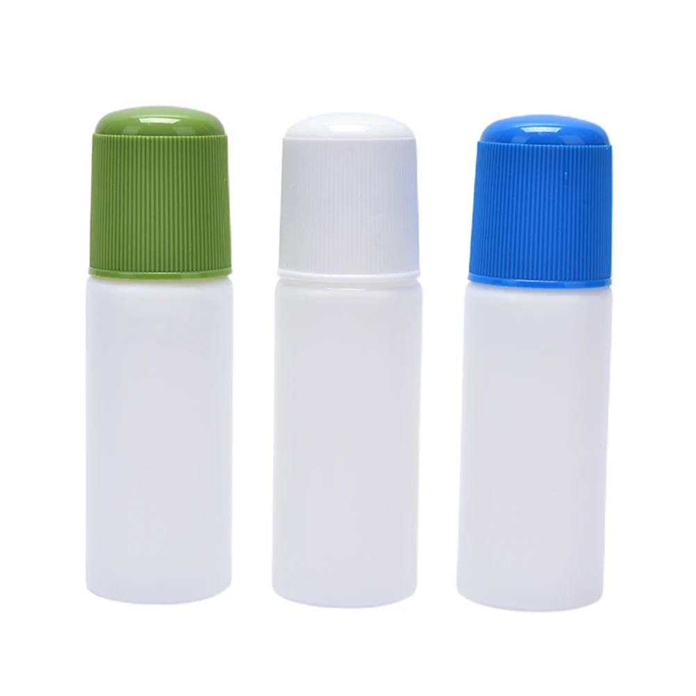 

Soreness liquid bottle with sponge applicator, 30ML white medicine liquid bottle with blue sponge head