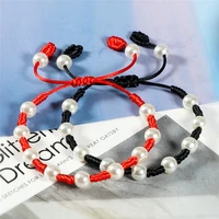 8mm natural freshwater pearl braided bracelets handmade stretch adjustable beaded bangles for women men yoga jewelry charm gifts