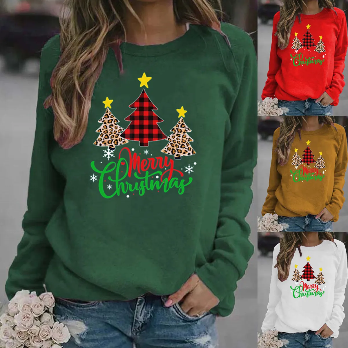 

Женская толстовка с капюшоном с надписью "Merry Christmas", Женская флисовая толстовка с длинным рукавом и круглым вырезом, свободная толстовка, пу...