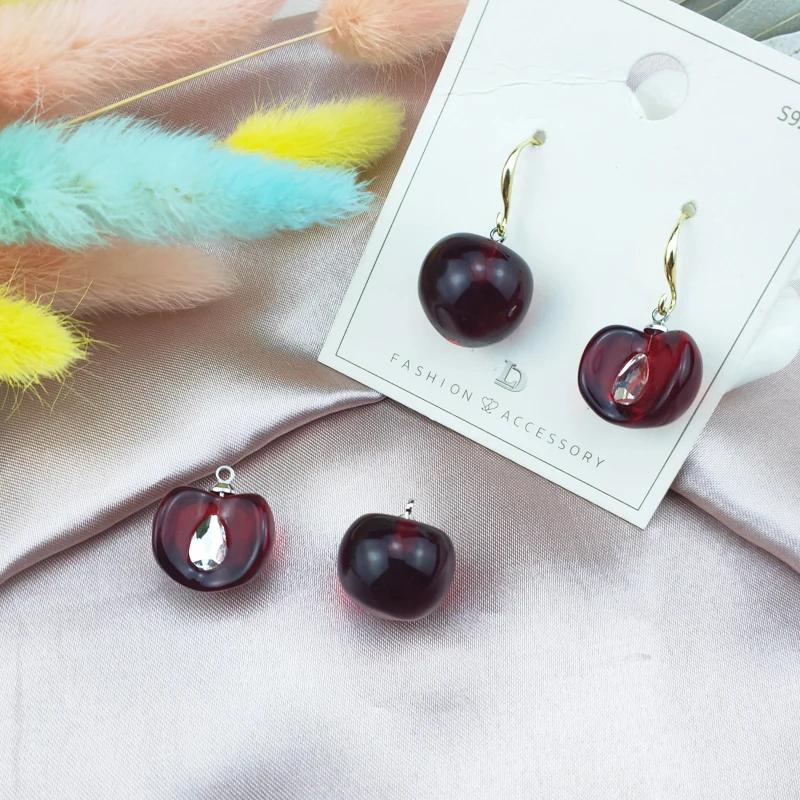 

10Pcs 10pcs Fashion Enamel Apple Charms Metal Fruit Crystal Solid Apple Pendants Dangle For Earrings Jewelry Making DIY Floating
