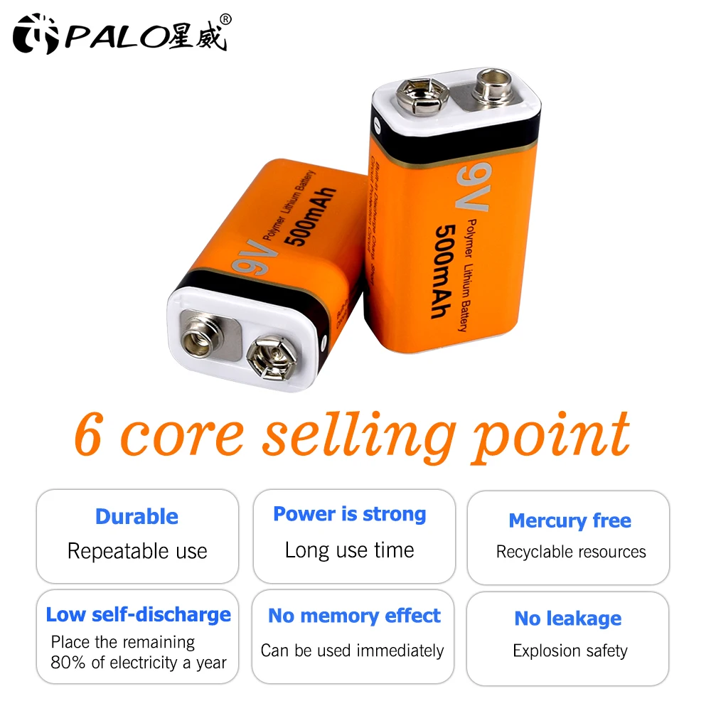 palo 9v 6f22 500mah akku lithium ionen 9v batterie 9v batterien multimeter elektrische gitarre etc free global shipping