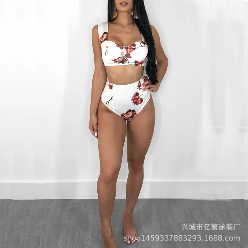 Купальник Yifan со стальным держателем и принтом роз бикини с большой грудью