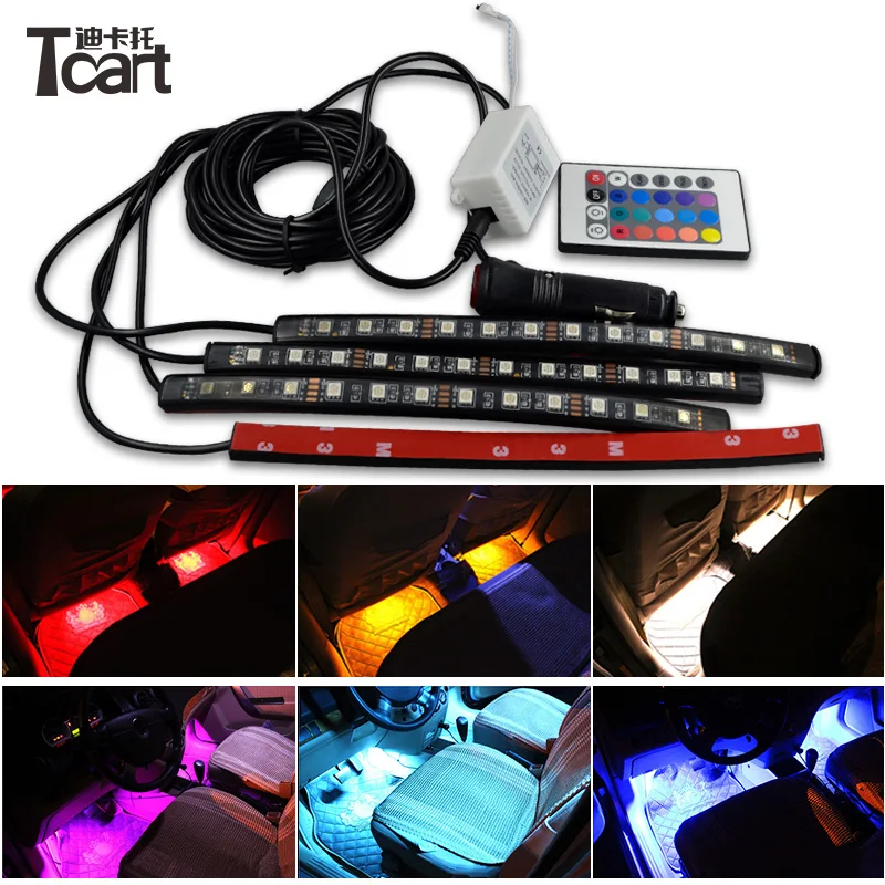 

Tcart automobiles Decorative Atmosphere Lights Android iOS Phone APP Control RGB LED Strip lamp Car-styling Interior Light
