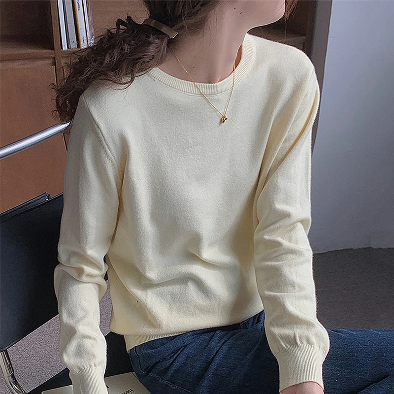 

BETHQUENOY Casual Loose Sweaters Women Sueters De Mujer Solid Knitted Tops Woman Pullover Truien Dames 2021 Hiver Truien Dames