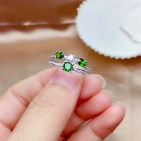 925 silver new exquisite full diamond group inlaid emerald tourmaline adjustable ring hot selling for women small fresh jewelry