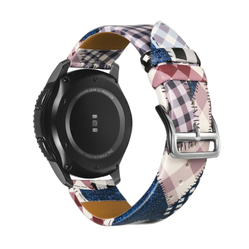 Ремешок кожаный 22 мм для Samsung galaxy watch 46 gear S3 Frontier huawei gt 2 браслет amazfit GTR 47