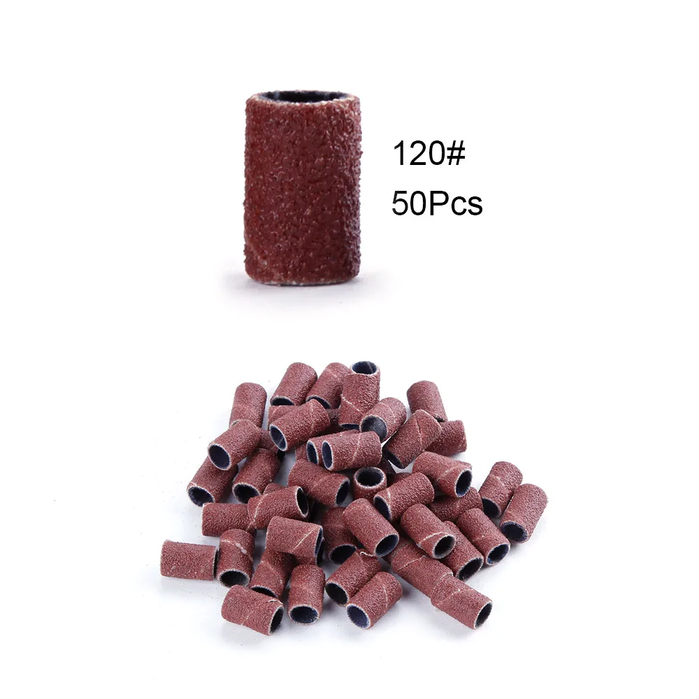 50pcs 120size 100 шт./компл. Шлифовальная Пилка Для ногтей резинки 80#120#180# для УФ-гель, акриловый лак для удаления дрель для ногтей биты аксессуары - Цвет: 50pcs 120size