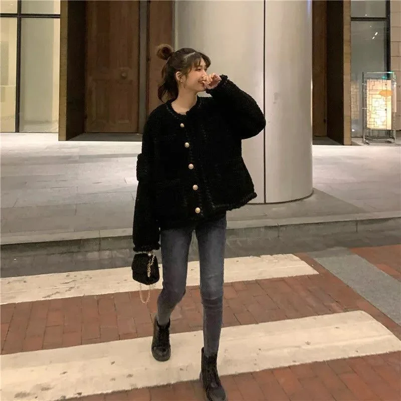 Женское мягкое пальто на осень и зиму модное зимнее меховое Короткое женское