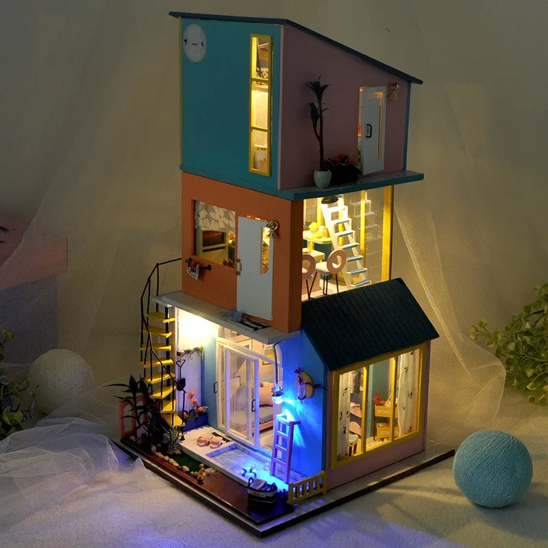3D деревянные поделки Miniatura блоки для дома Комбинации Villa Happy Sweet Living игры с мебелью