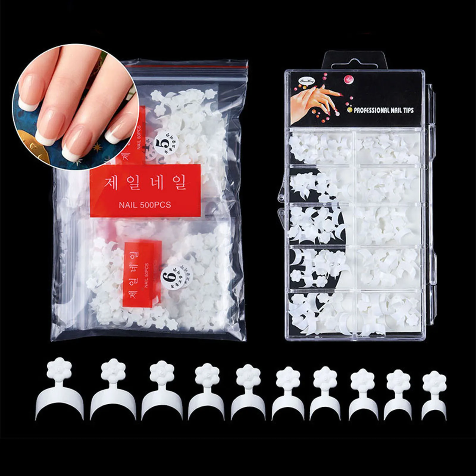 

Franse Nageltips Witte Halvemaanvormige Nepnagels Snel Bouwen