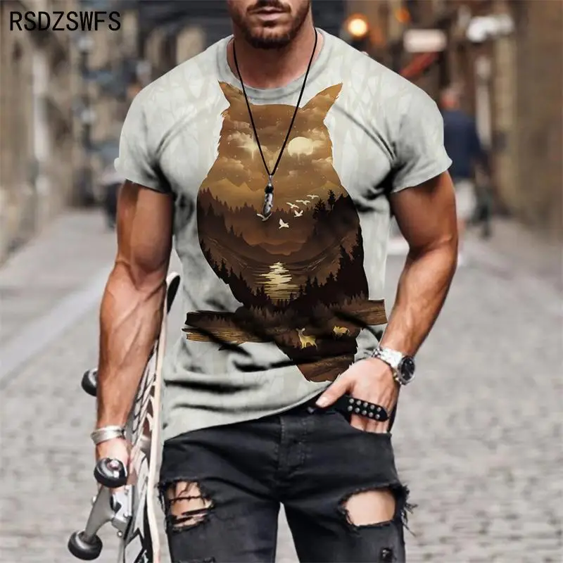 Футболка мужская с 3d принтом Повседневная футболка милым котиком и животным