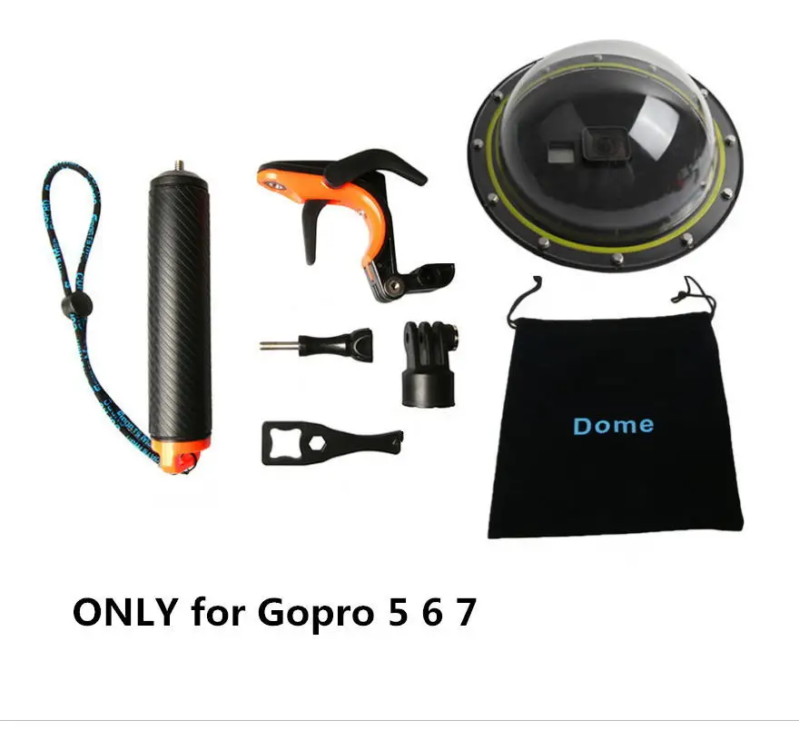 For Gopro 5 6 7 Водонепроницаемый купол порт Дайвинг капот Ручной штатив-поплавок плавающее крепление для Gopro Hero 8 7 6 5 4 черный YI DJI OSMO ACTION SJ - Цвет: For Gopro 5 6 7