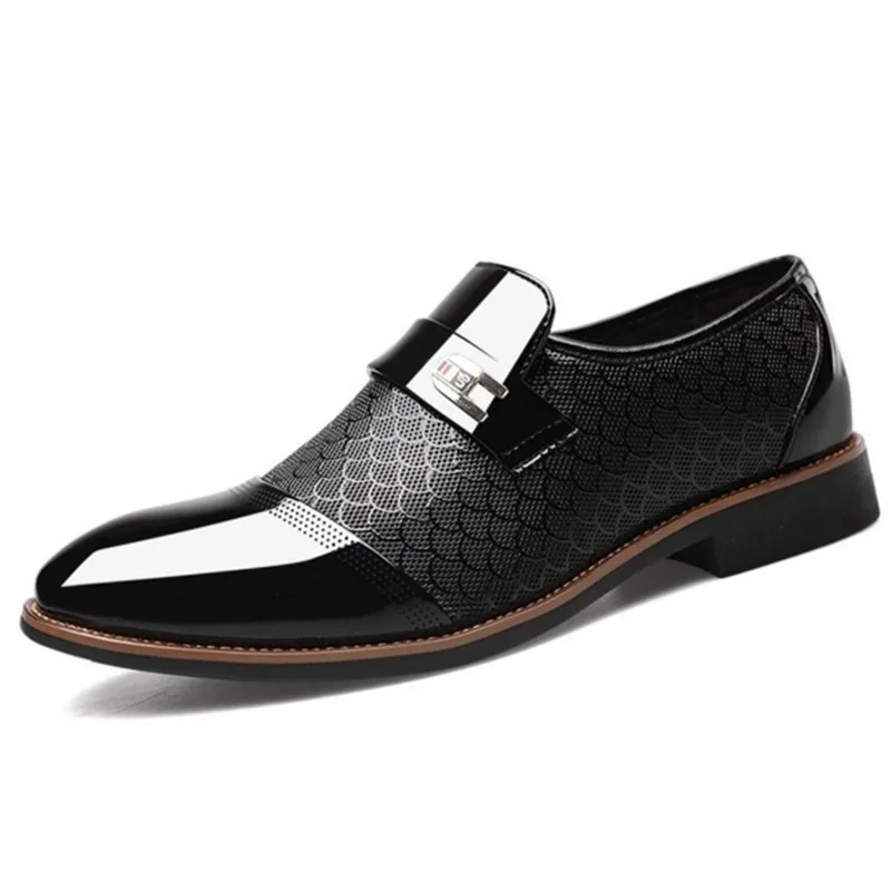 

New Men Dress Shoes Shadow Patent Leather Luxury Fashion Groom Wedding Shoes Men Luxury Italian Style Oxford Shoes Big Size 48