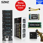 Материнская плата SZMZ 8 Gpu для майнинга, материнская плата с процессором и SSD 128 ГБ DDR3 + 8 Гб ОЗУ + шасси + блок питания, набор для майнинга 1850 Вт