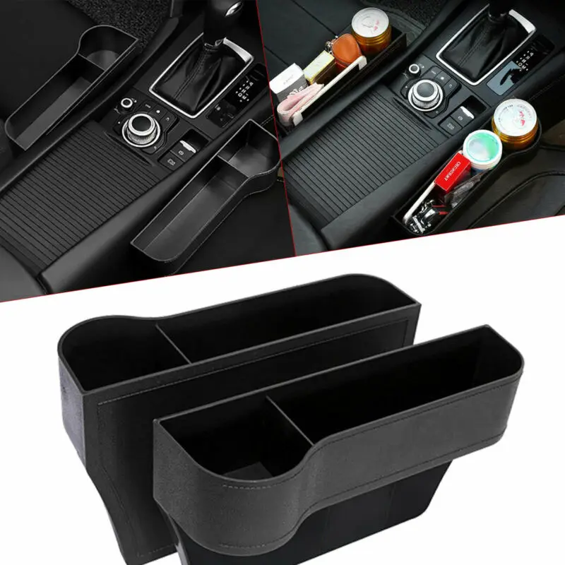 Hot Sale 1 Pair Car Seat Gap Catcher Organiser Storage Box Pocket + Cup Holder Side Black | Автомобили и мотоциклы