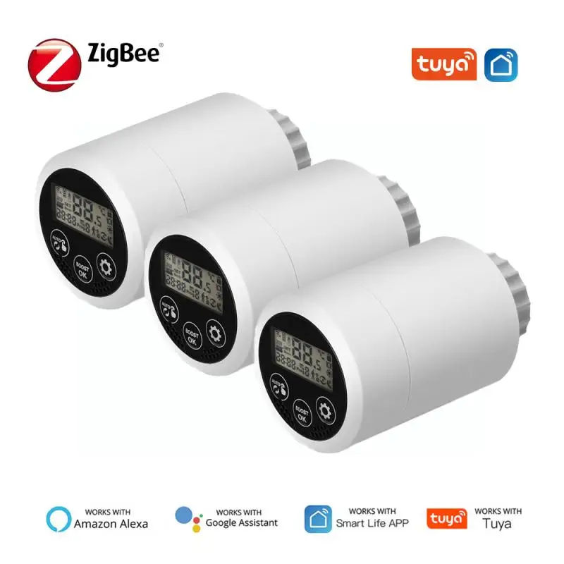 

Tuya Smart Home ZigBee Smart Radiator Actuator Programmable Temperature Control Valve Support Google Alexa Voice Assistant