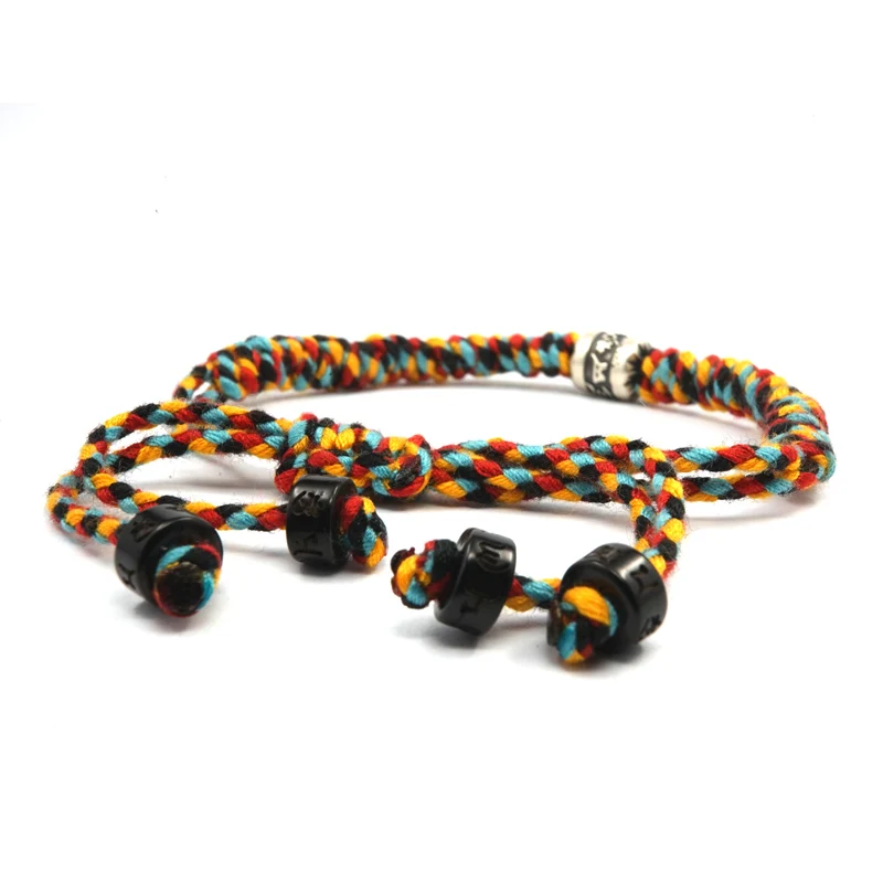 

POHIER Tibetan Silver Buddhist Good Lucky Charm Bracelets & Bangles For Women Men Handmade Knots Rope Bracelet
