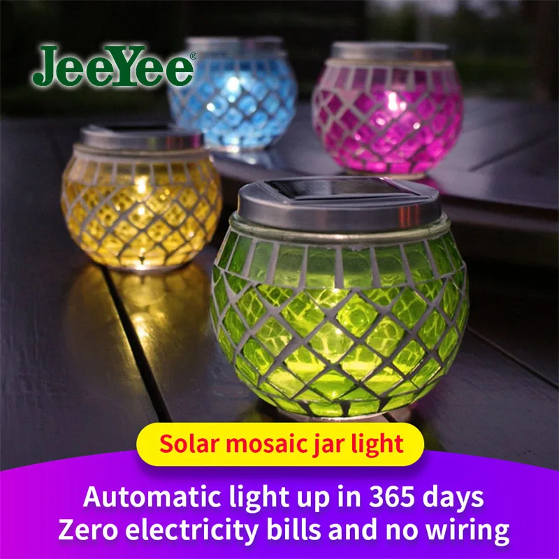 Solar LED Light Christmas Lights Cracked Ball Glass Can Lamp Color Changing Garden Lights Lawn Decor LED Lamps Solar Light