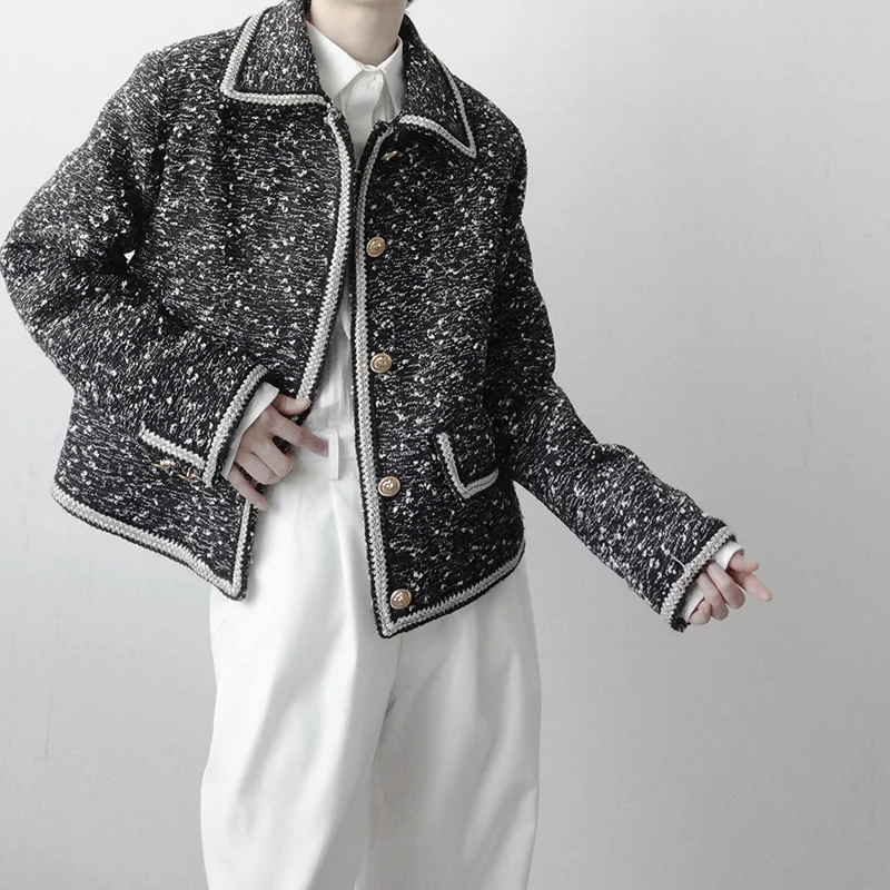 

2021 Men's Korean Streetwear Niche Retro Short Jacket Men French Vintage Fashion Casual Autumn Jacket Woolen Coat Outerwear