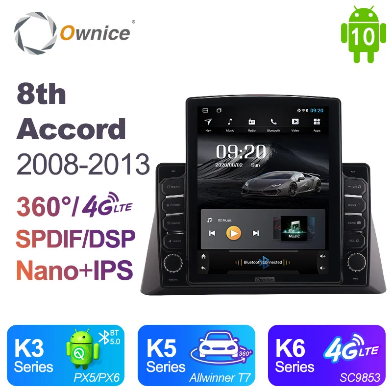 Ownice Android 10 0 автомобильное радио для Honda 8th Accord 2008 2013 GPS 2 Din Авто Аудио система стерео