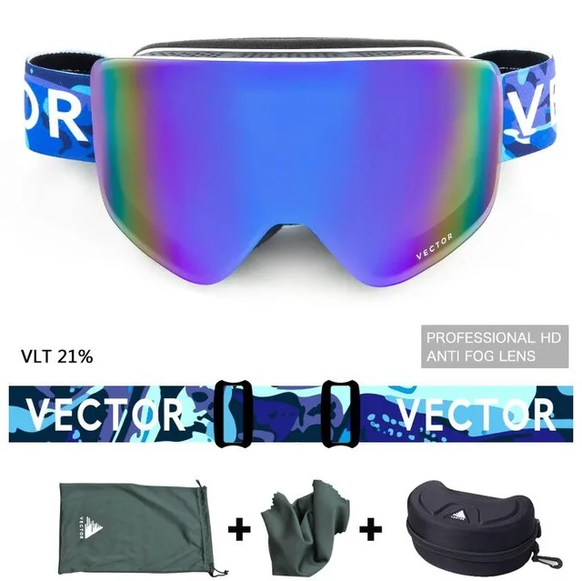 blue white box Векторные брендовые лыжные очки мужские и женские двойные линзы UV400 противотуманные лыжные очки снежные очки Взрослые лыжные очки для сноуборда - Цвет: blue white box
