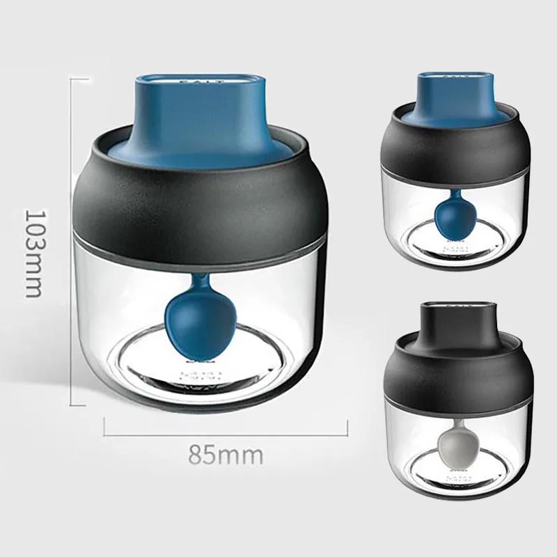 

Kitchen Glass Spice Jars With Lid Salt Spice Jar Spoon Cap Pepper Shakers Set Seasoning Organizer Sauce Oil Bottle Organizer Jar