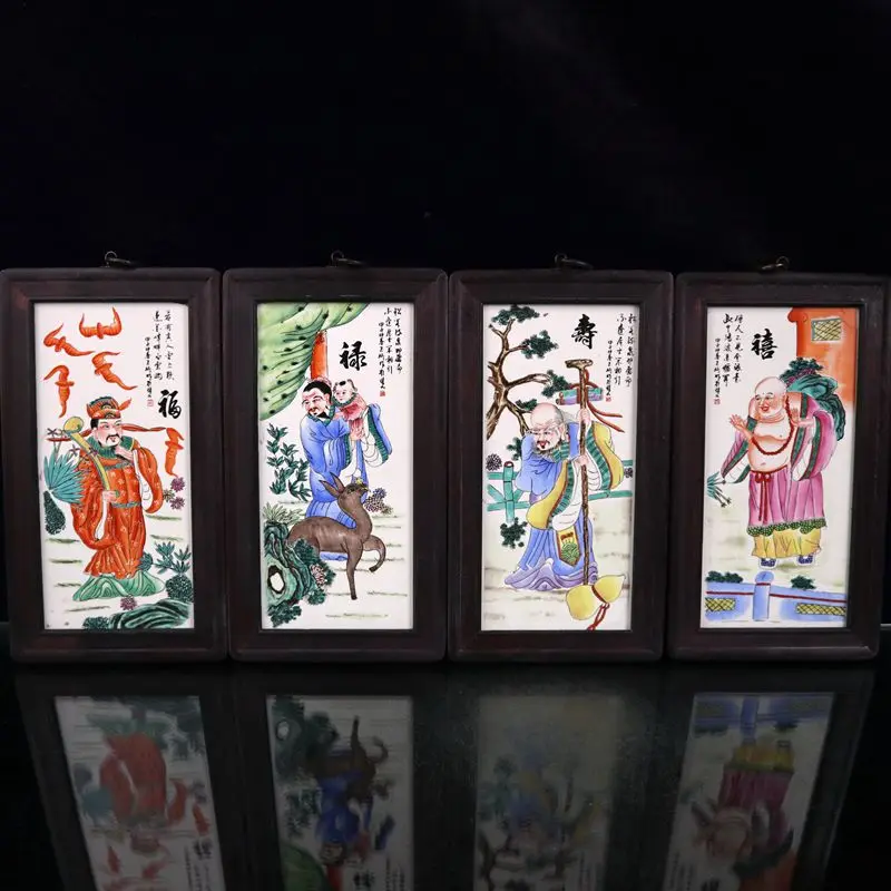 

Collection Chinese famille figure pattern porcelain plate paintings, a set of decorative ornaments