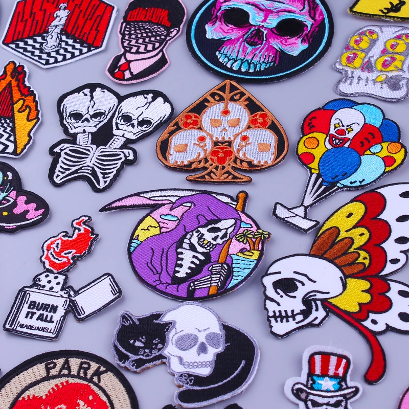 Нашивки Prajna с черепом мрачным жнецом вышитые нашивки для одежды DIY Панк
