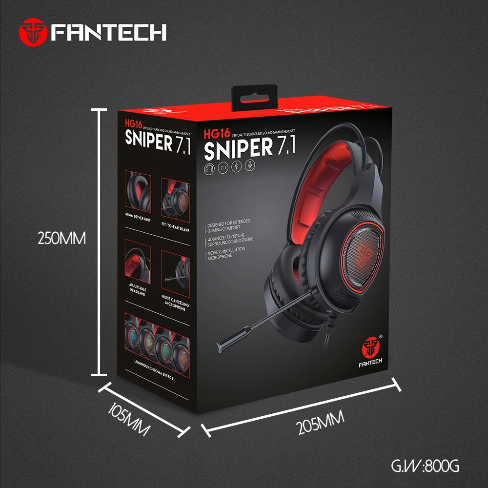 FANTECH HG16 компьютерные Стерео Игровые наушники лучший шлем глубокий бас Игровые наушники с микрофоном светодиодный светильник для PC Gamer