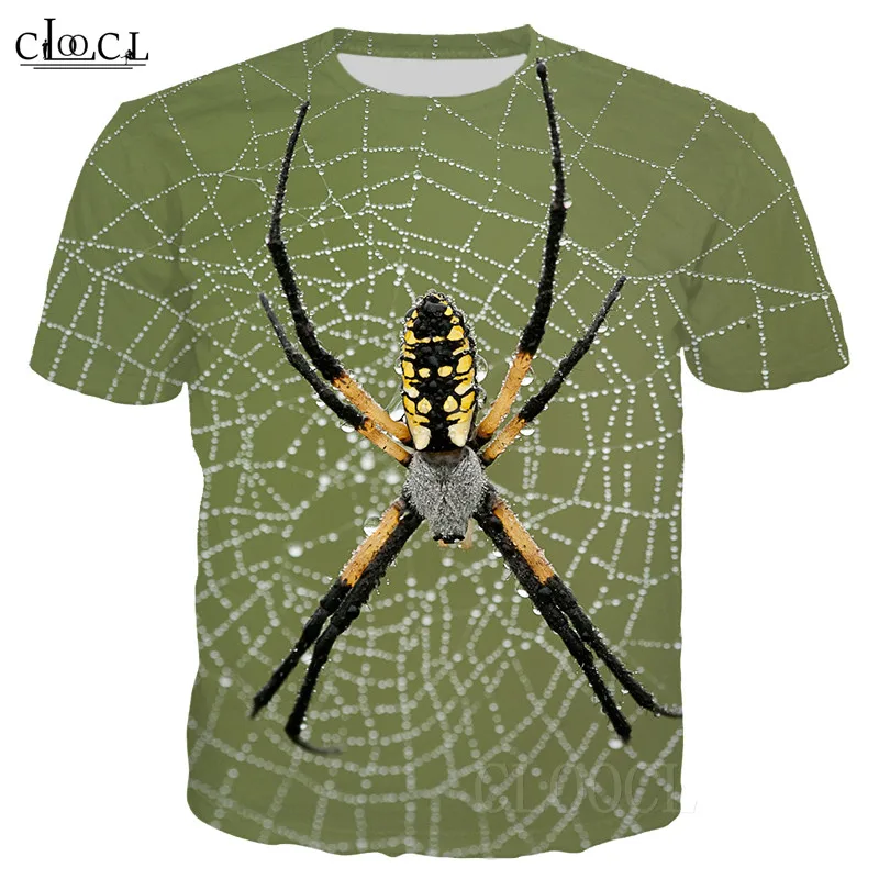 Футболка с 3D принтом паука для мужчин и женщин тенниска в стиле хип хоп коротким