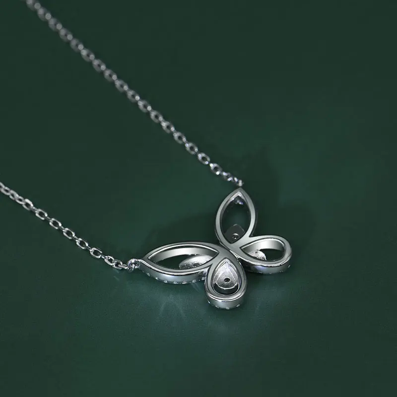 

COLORFISH Bow Knot Pave Solid 925 Sterling Silver Micro Inlay High Carbon Diamond Pendant Necklace Clavicle Chain Women Jewelry