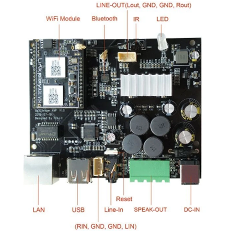Up2Stream WiFi и Bluetooth5.0 Hi-Fi стерео Класс D Цифровой мультикомнатный аудио усилитель