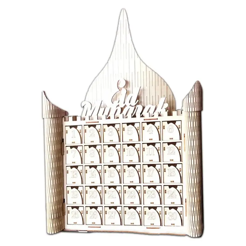 Деревянный MDF мусульманский ИД Мубарак Рамадан знак календарь Адвент обратный