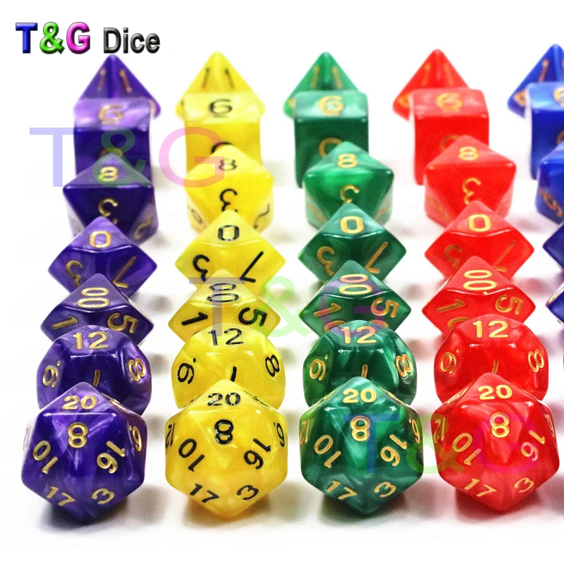 Новое поступление 7 шт./компл. многогранные ТРП-игры из смолы для DnD Marble Effect D4-D20