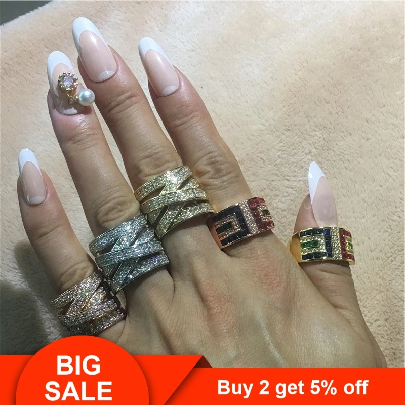 Женское коктейльное кольцо choucong винтажное AAAA cz вечерние Обручальные кольца для